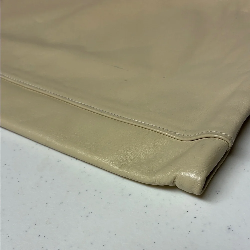 Cream Leather Clutch